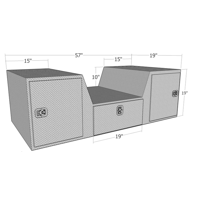 Brute 57" "V" Shape Goose Neck / Fifth Wheel Tailgate Box, Model RB257D
