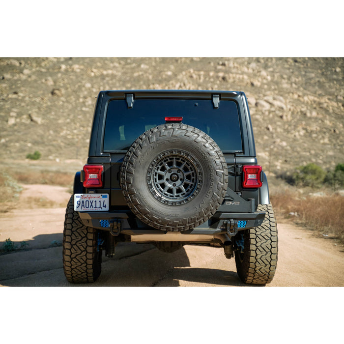 DV8 Offroad 2018-2025 Jeep Wrangler JL JLU Mto Series Rear Bumper W/ Optional Tire Carrier Model RBJL-13