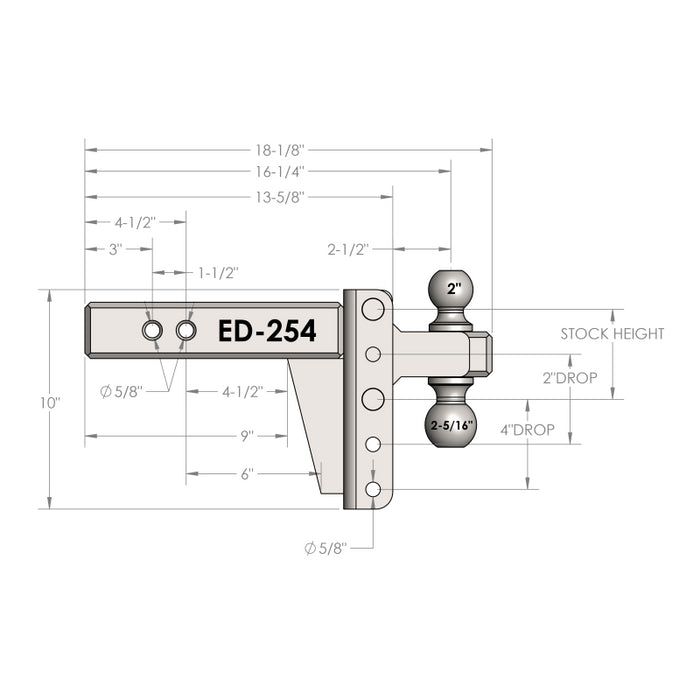 BulletProof Hitches 2.5" Extreme Duty 4" Drop/Rise Hitch Model ED254