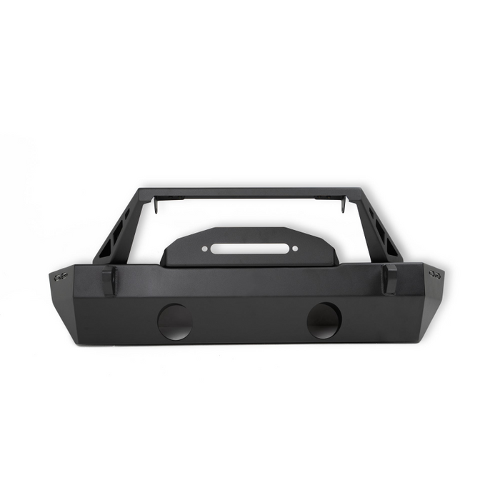 DV8 Offroad 2007-2026 Jeep GladiatorJT Wrangler JK JKU JL JLU Stubby Front Bumper With Plated Bull Bar Model FBJL-06
