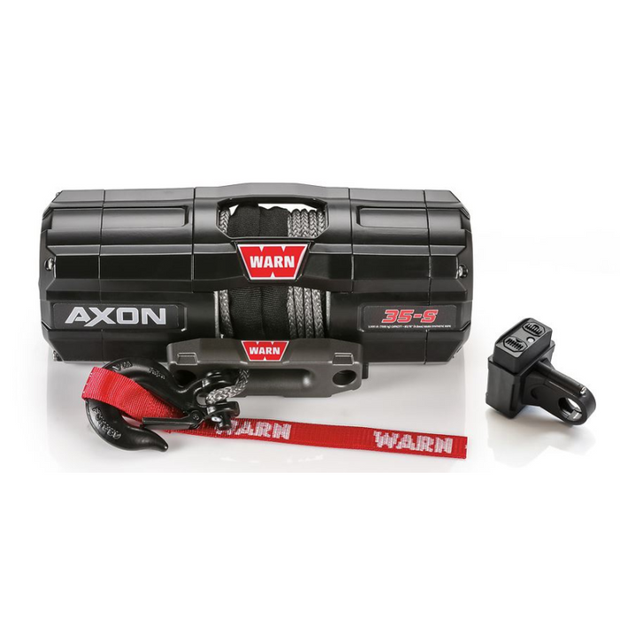 Warn AXON Plow Mode 35-S Powersports Winch 50" Of 3/16 Spydura Synthetic Rope With Black Hook Model 110230