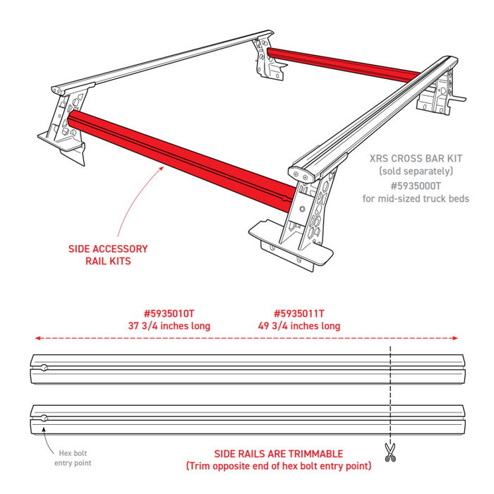 Go Rhino XRS Cross Bars 49 3/4" Side Rail Accessory Kit Model 5935011T
