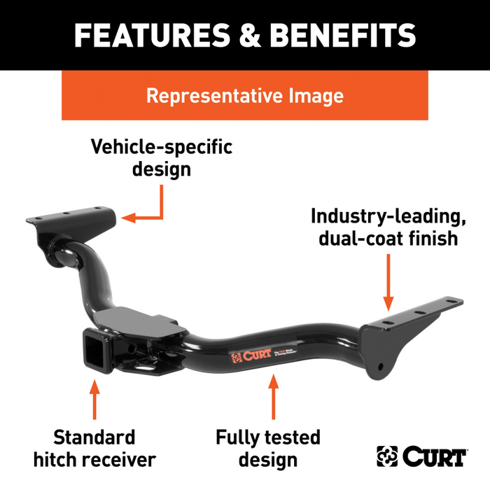 CURT Class 3 Trailer Hitch, 2" Receiver, Fits Select Chevrolet Blazer EV Model 13589