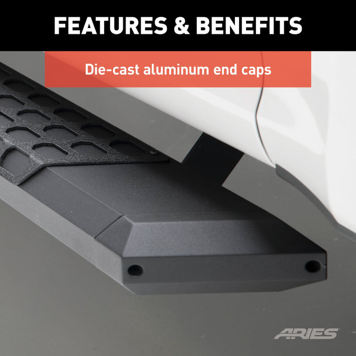 ARIES AdvantEDGE 5-1/2" x 53" Black Aluminum Side Bars, Select Ram 1500, 2500, 3500 Model 2556004