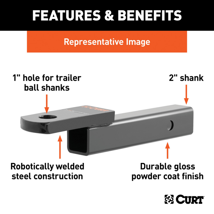 CURT Class 3 Ball Mount, Imported (2" Shank, 7,500 lbs., 2" Drop, 10-1/4" Long) Model 45829