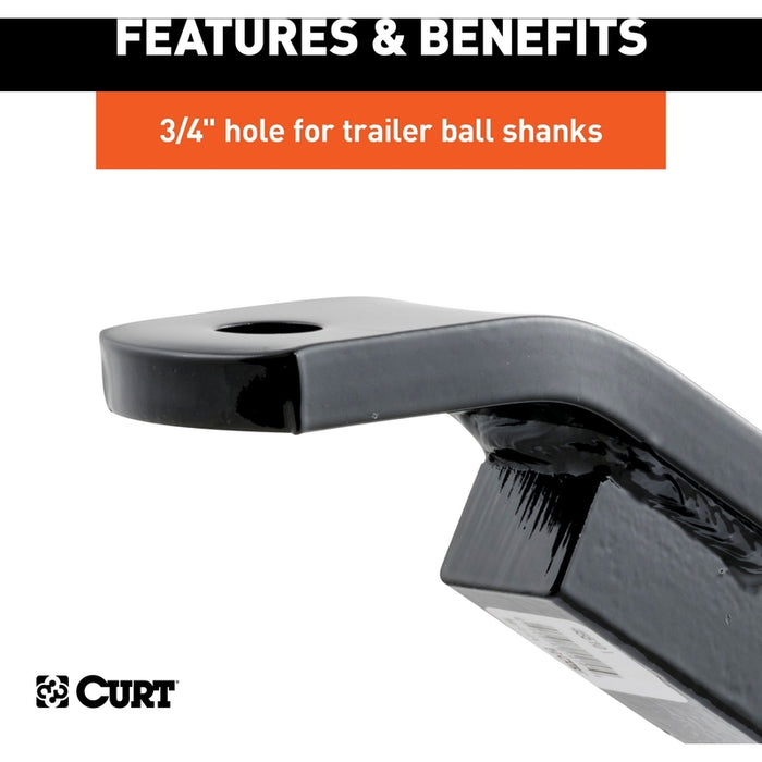 CURT Class 2 Trailer Hitch Ball Mount, Fits 1-1/4-Inch Receiver, 3,500 lbs, 3/4-Inch Hole, 3-1/8-Inch Rise Model 45510