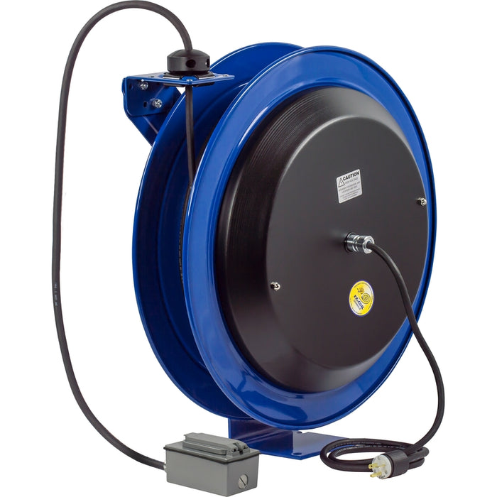 Coxreels EZ-PC Series Safety System Spring Driven Cord Reel 12 AWG x 100 ft. Duplex Receptacle - 600V 25 Amp - Cord Included Model EZ-PC24-0012-F