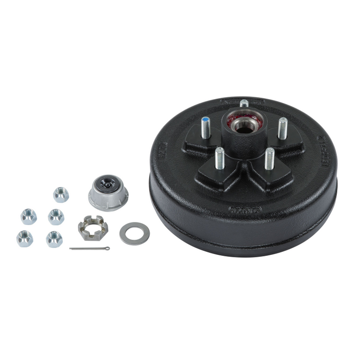 CURT 2024013264 10" Brake Drum Hub Complete Kit with Installed Bearings, 5 on 4.5", 1/2" Stud, 3,500-lb. Axles Model 2024013264
