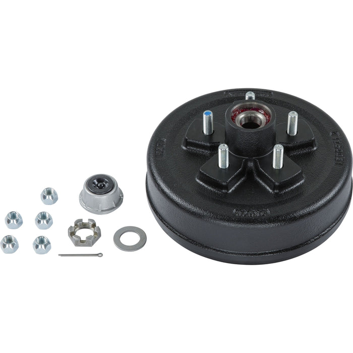 CURT 2024013264 10" Brake Drum Hub Complete Kit with Installed Bearings, 5 on 4.5", 1/2" Stud, 3,500-lb. Axles Model 2024013264