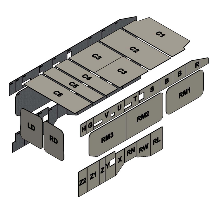 AutoPly Interior Insulation Kit for Ford Transit High Roof 148" Extended Wheelbase - R4 (1") Model 5000VX-1