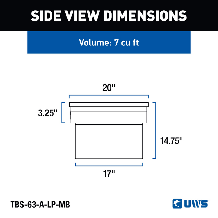 UWS 63" Angled Truck Tool  Box - Low Profile Model TBS-63-A-LP-MB