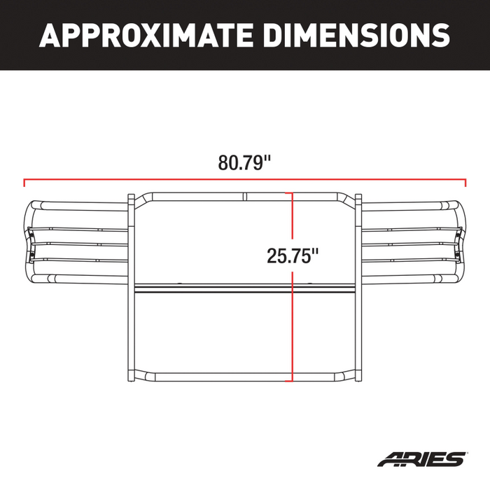 ARIES Black Steel Grille Guard, Select Dodge Ram 1500, 2500, 3500 Model 5042