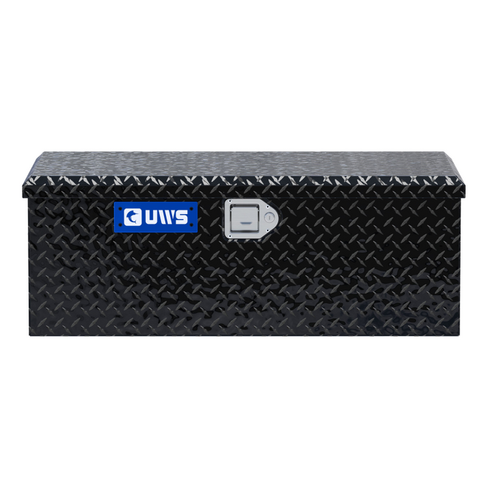 UWS 36" Gloss Black Heavy-Wall Aluminum Foot Locker Tool Chest Storage Box, RigidCore Lid Model FOOT-LOCKER-BLK