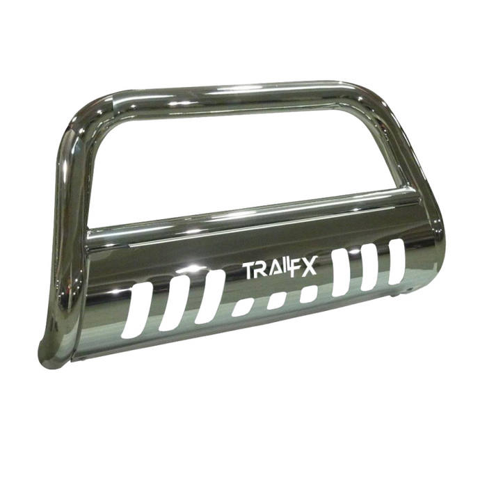 TrailFX 3" Round Bull Bar w/ Skid Plate w/ Light Option Polished Stainless Steel Model B0042S