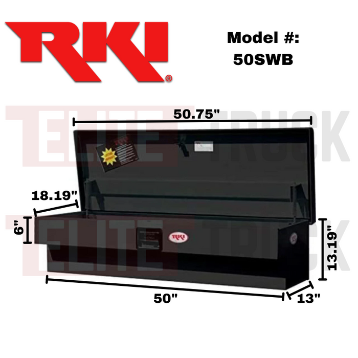 RKI Wide Side Mount Truck Tool Box Black Steel Model 50SWB