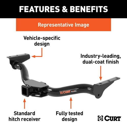 CURT Class 3 Trailer Hitch, 2-In Receiver, Concealed Main Body, Fits Select Chevrolet S10, GMC S15, Sonoma, Isuzu Hombre Model 13021