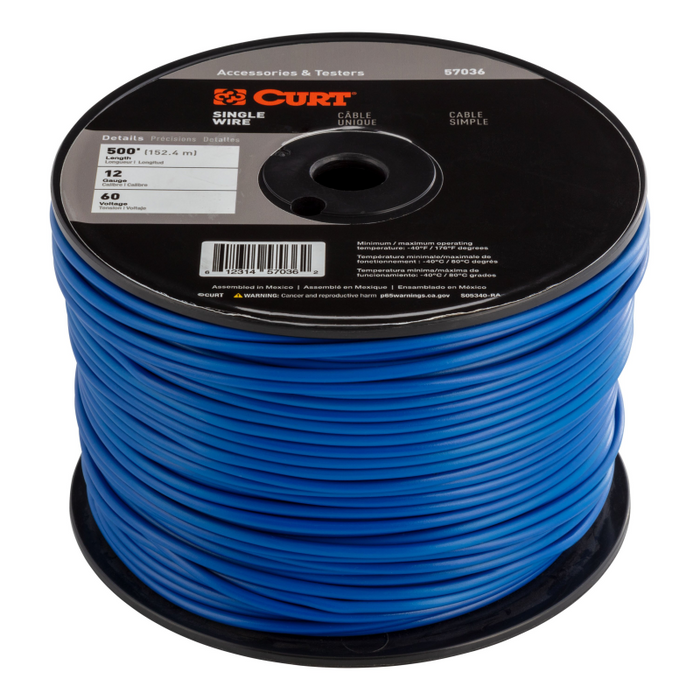 CURT Automotive Primary Wire, Blue 500' Spool Model 57036