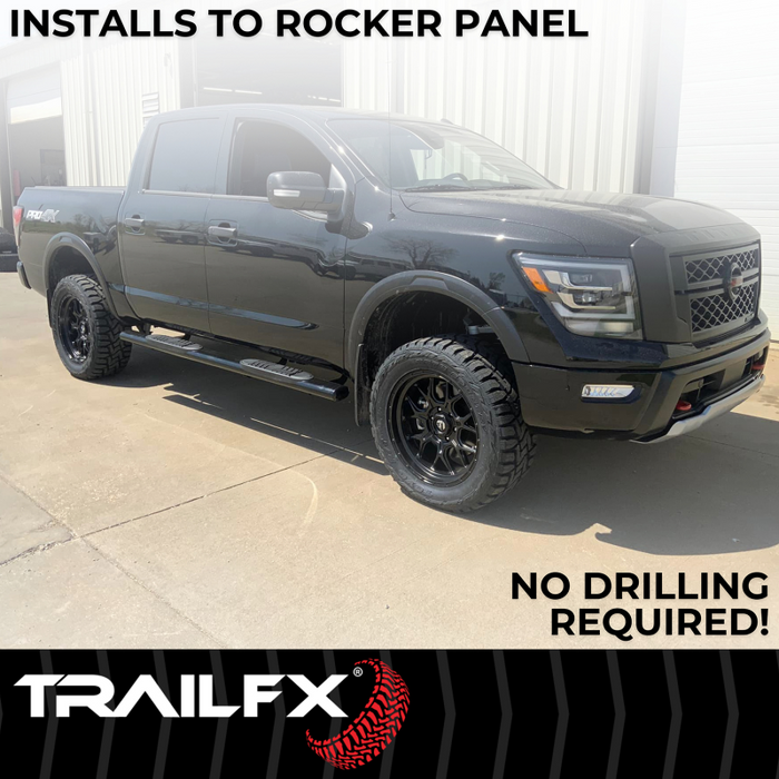 TrailFX 5" Oval Straight Step Nerf Bars W/ Step Pads Matte Black Steel Model A7103T