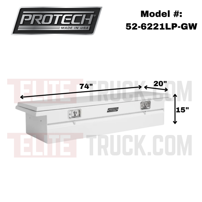 ProTech Crossover 15X20X74 Single Lid Box Gloss White Steel Low Profile Includes Tray Model 52-6221LP-GW