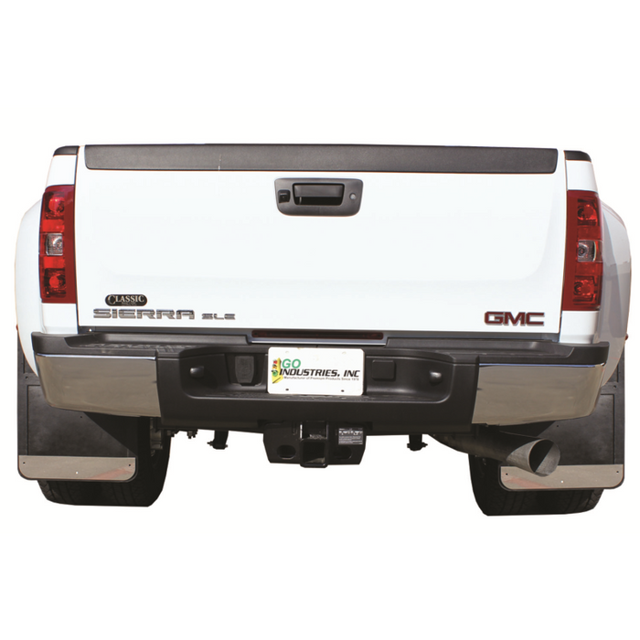 Go Industries Dually Mud Flap Set - Stainless Steel Set - Includes Flaps, Brackets, Stainless Weights and Stiffeners Model S70736SET