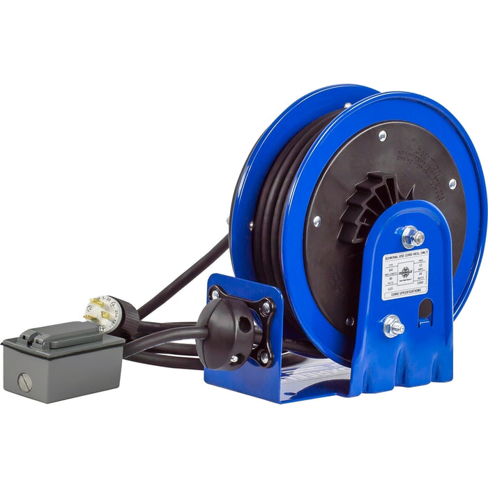 Coxreels PC10 Series Compact Spring Driven Cord Reel Duplex GFCI Receptacle 12 GA x 30 ft. - Cord Included Model PC10-3012-F