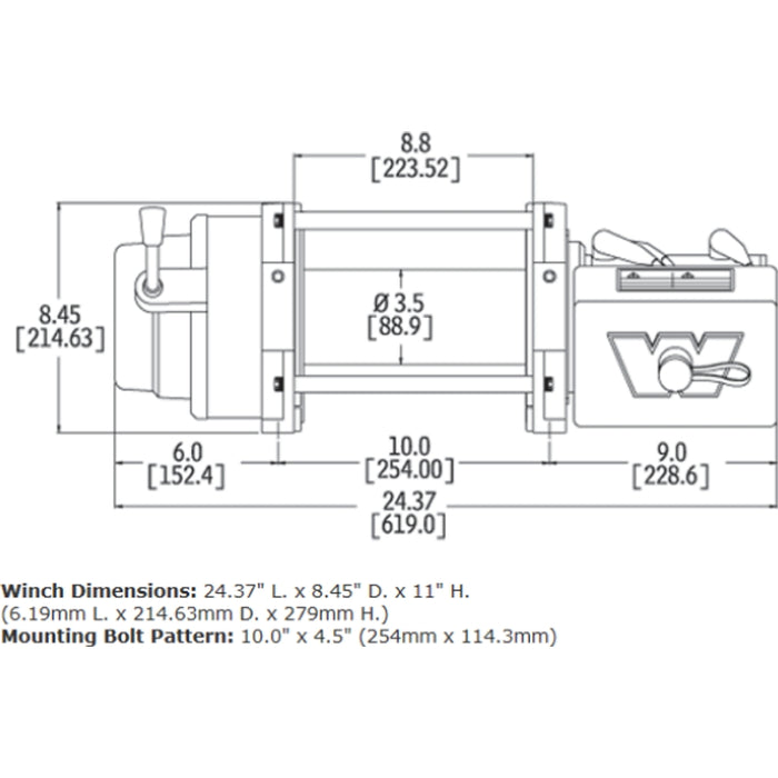 Warn M12 24V Heavyweight Winch With 125 Feet Steel Rope Model 265072