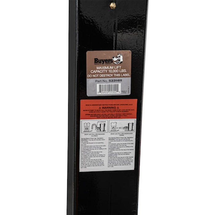 Buyers Products 12 Inch Heavy-Duty Side Pin 4 Inch Square Jack - No Handle Model 5331411