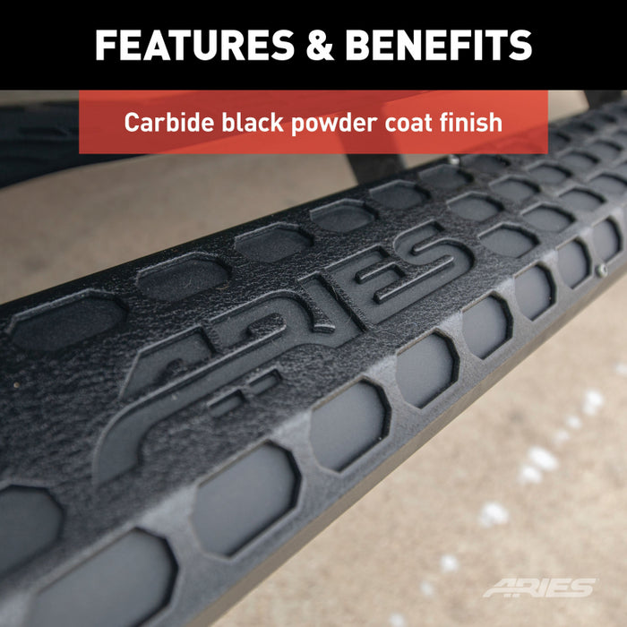 ARIES AdvantEDGE 5-1/2" x 91" Black Aluminum Side Bars, Select Chevrolet, GMC Model 2556047