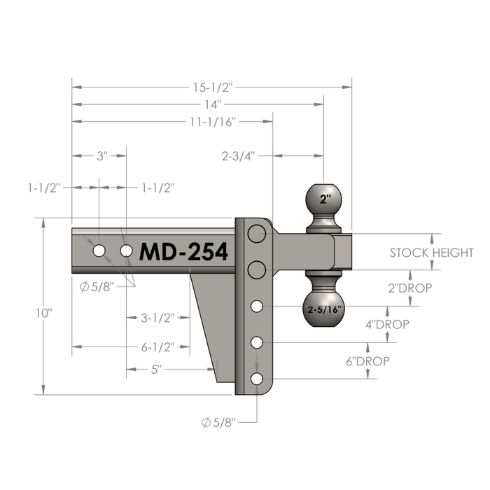 BulletProof Hitches 2.5" Medium Duty 4" Drop/Rise Hitch Model MD254