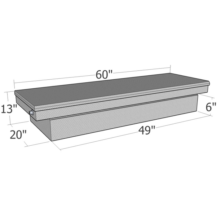Brute Crossover Tool Box Single Lid Bright Aluminum Full Size Step Side & Down Size Shallow Depth Model RB154FL