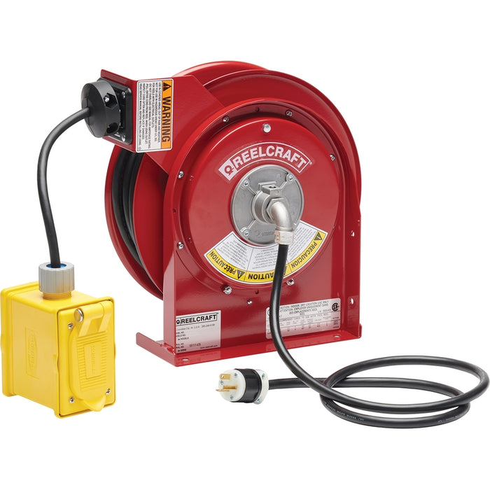 ReelCraft Series L 4000 12/3 45 ft. Premium Duty Duplex Outlet Box w/GFCI Power Cord Reel Model L45451237A