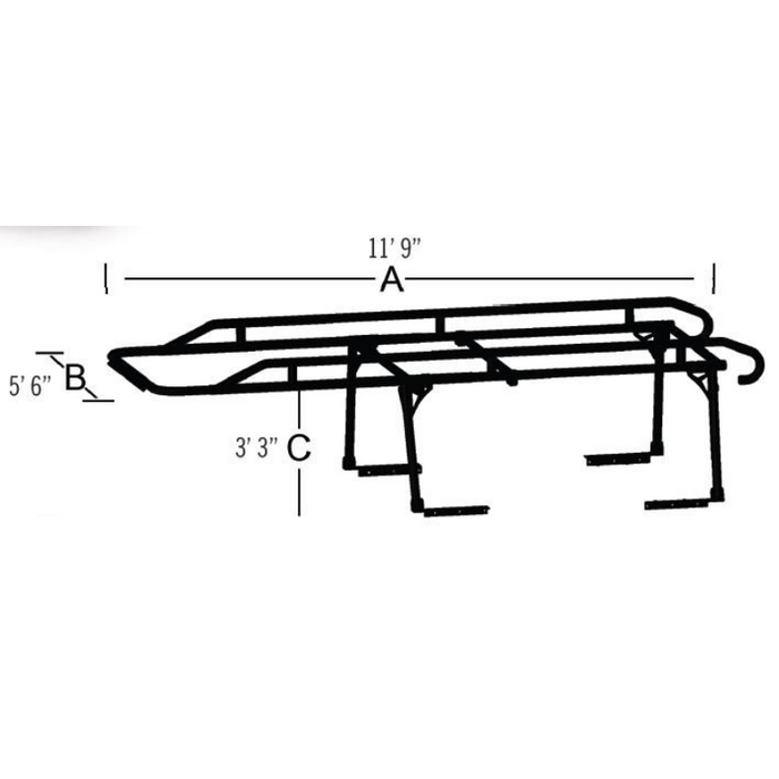 TrailFX Ladder Rack 1500 LB Cap Multi-Fit Black Steel Model FCLR001B
