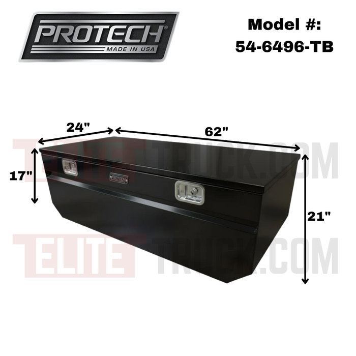 Protech Chest Tool Box - 21X24X62, 17+ Ford Standard Duty, Notched, Smooth Lid- Textured Black Includes Tray Model 54-6496-TB