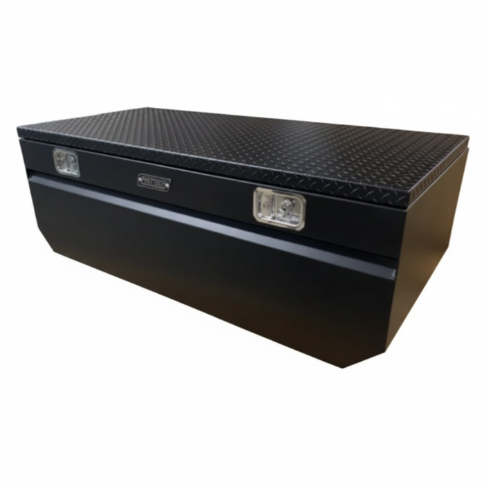 Protech Chest Tool Box - 19.5X24X60, V-Notched - Diamond Plate Lid Gloss Black Includes Tray Model 54-8430-GB
