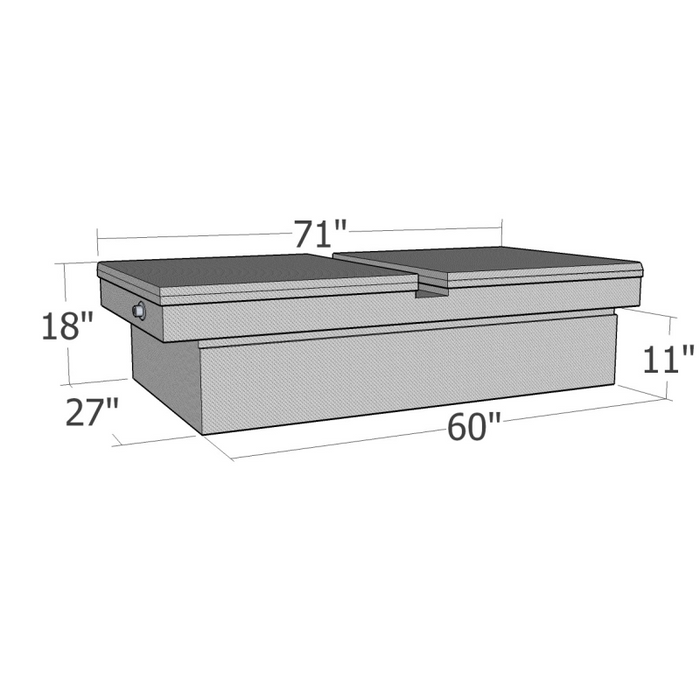 Brute Crossover Tool Box Gull Wing Lid Bright Aluminum Full Size Extra Wide Model RB114GW