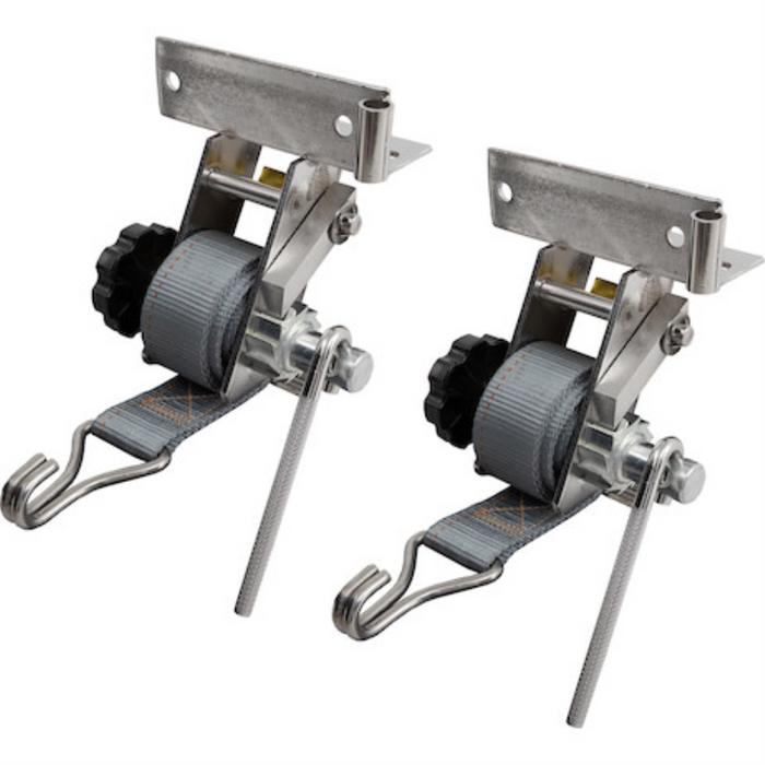 Buyers Products 1-1/2 Inch x 7 Foot Stainless Steel Ladder Rack Ratchet Tie Down Angle Mount with Double J Hooks Model 5480006