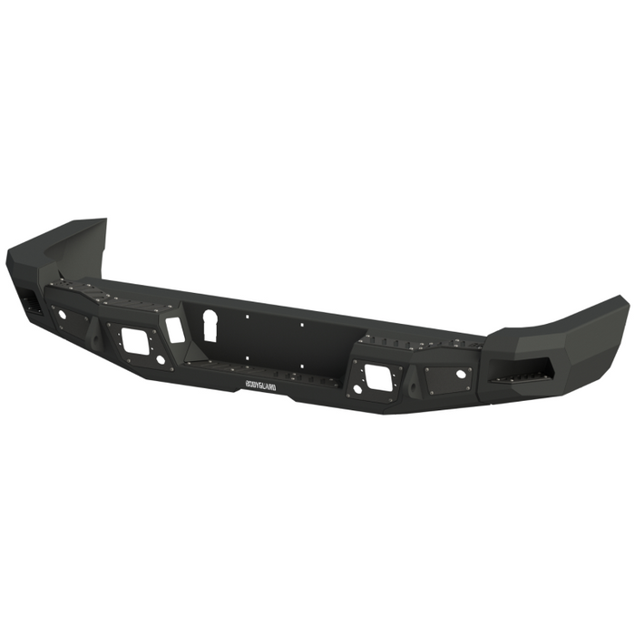 Bodyguard Gladiator Rear Bumper Full Width No Sensors Reverse Light Cutouts Texture Black Powder Coat Model 28670T