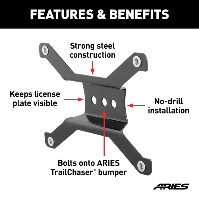 ARIES Jeep Bumper License Plate Bracket Model 55-0000