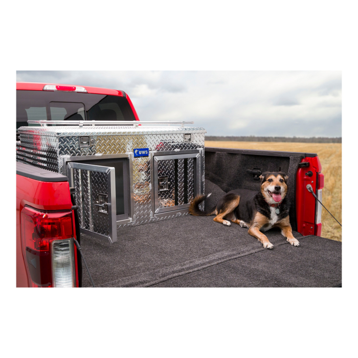 UWS Bright Aluminum 48" x 48" Double-Door Dog Box with Full Enclosure & Storage Model DB-4848N