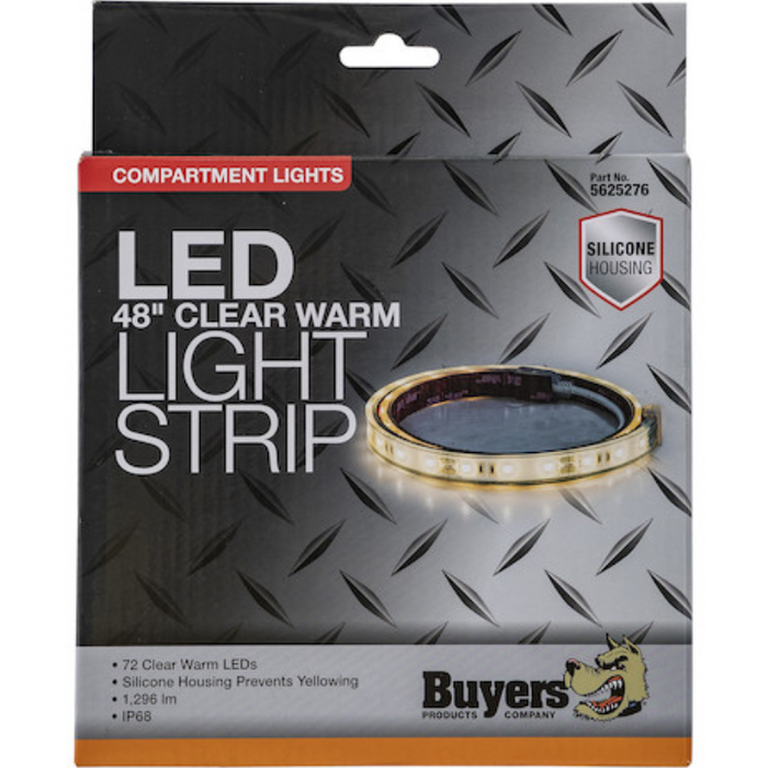 Buyers Products 48 Inch Silicone 72-LED Strip Lights with 3M Adhesive Backing - Clear and Warm Model 5625276