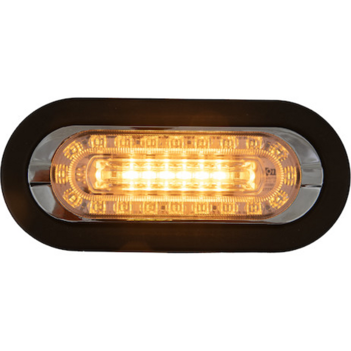 Buyers Products 6 Inch Combination Oval LED Amber Marker Light with Amber/Clear Strobe Light With Grommet Model 5626226