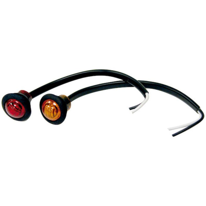 Buyers Products .75 Inch Round Marker Clearance Lights - 3 LED Amber With Stripped Leads 5627524