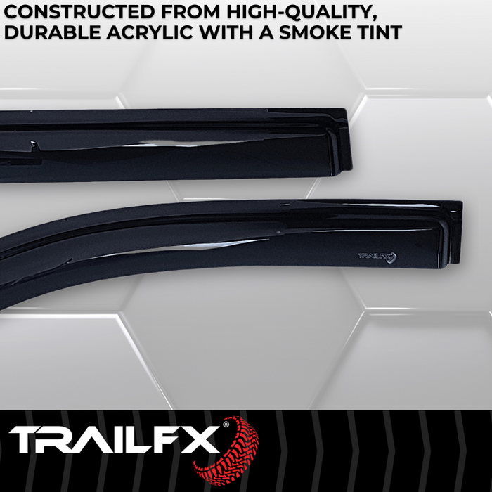 TrailFX Low Profile Side Window Deflector Fits Front And Rear Tape-On Smoke Acrylic Set Of 4 Model 4716H