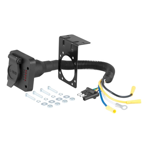 CURT 4-Way Flat Vehicle-Side to 6-Way Round Trailer Wiring Adapter with Tester Model 57626