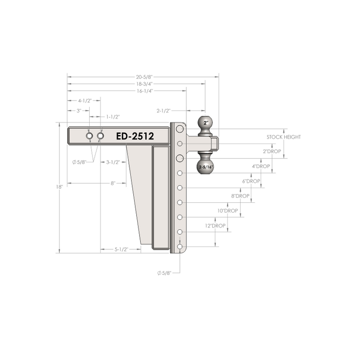 BulletProof Hitches 2.5" Extreme Duty 12" Drop/Rise Hitch Model ED2512