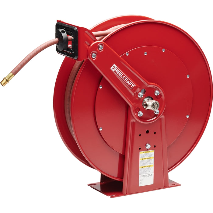 ReelCraft Series 80000 1/2 in. x 100 ft. Ultimate Duty Dual Pedestal Spring Retractable Hose Reel - 300 PSI Air/Water Model 82100OLP