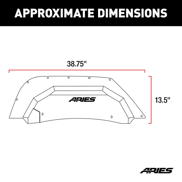 ARIES Jeep Wrangler JK Aluminum Rear Inner Fender Liners Model 2500350