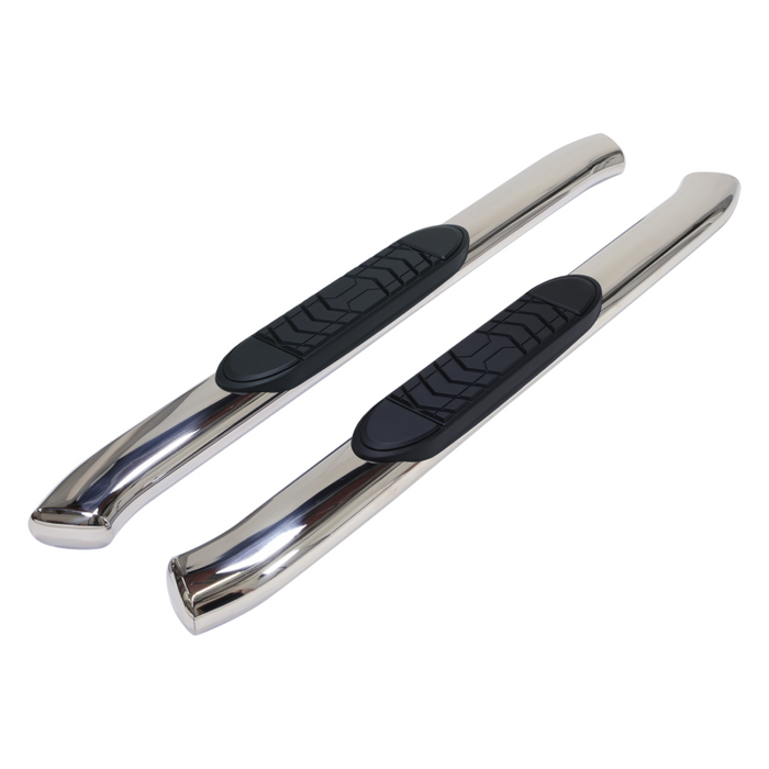 TrailFX 5" Oval Bent Step Nerf Bars W/ Step Pads Bent Polished Stainless Steel Model A7071S