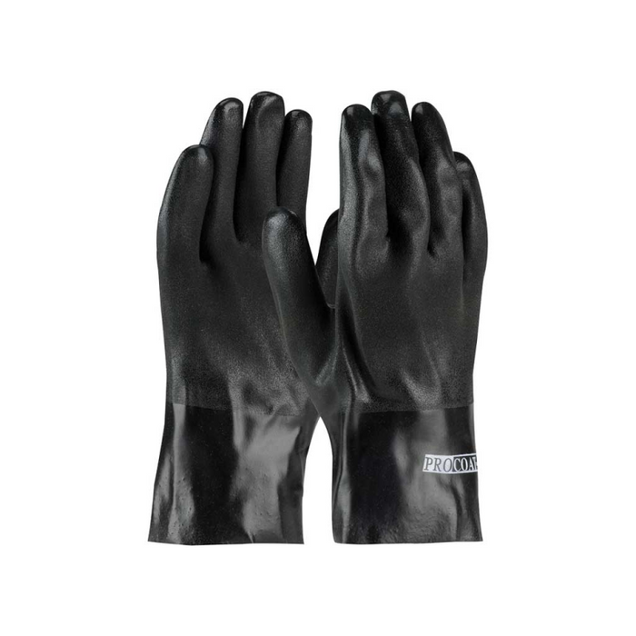 PIP Pvc Dipped Glove W/ Interlock Liner And Rough Sandy Finish, 10In, Black, 12 Pk Model 58-8120DD
