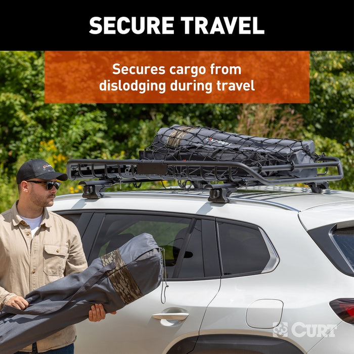 CURT 44 x 36-Inch Elastic Cargo Net with Hooks for Roof Basket Model 18218